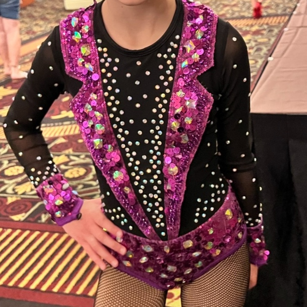 Glamour Child Medium black and purple jazz or tap costume.